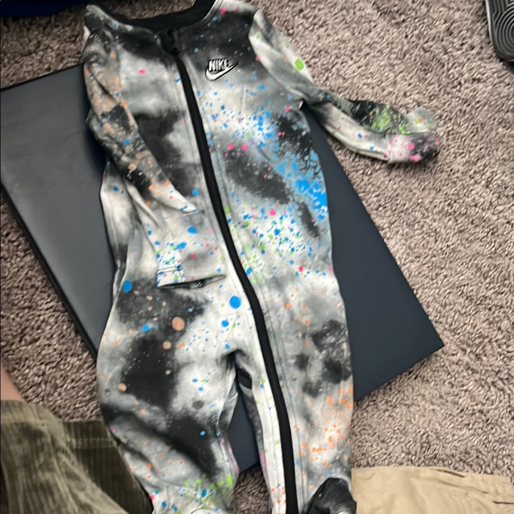 Nike Black and Blue Footies One Piece with Full-Length Zipper